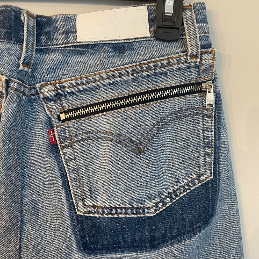Levi's Re/Done Front Zip High Rise Denim Mini Skirt Casual - Picture 8 of 12
